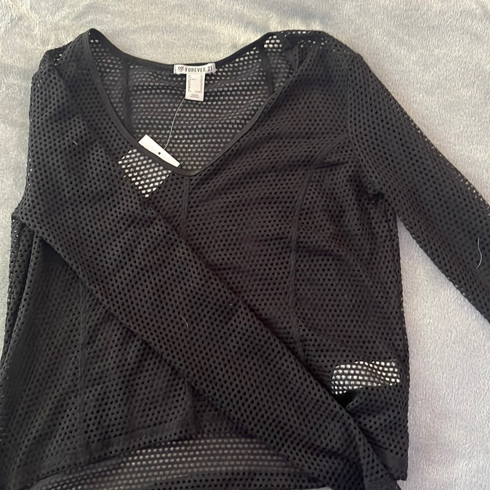 Black mesh top